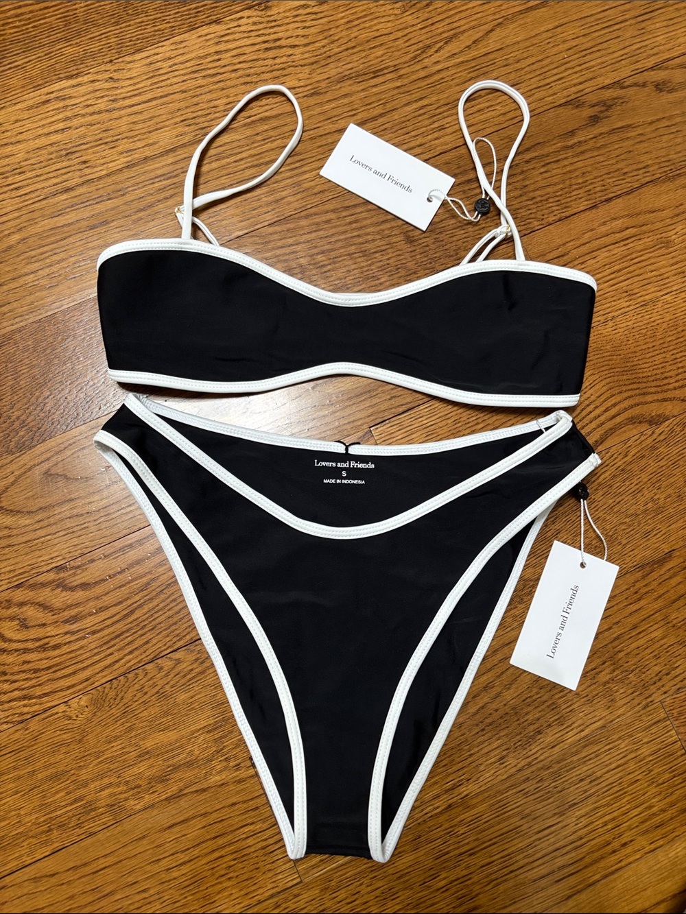 Lovers + Friends Black Bikini with White Contrast Trim